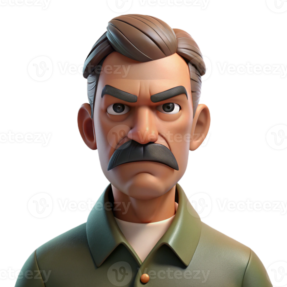 vibrant vintage Portrait of a middle-aged man with a handlebar mustache and a stern expression, lit by a dramatic side light, in a vintage photographic style authentic png
