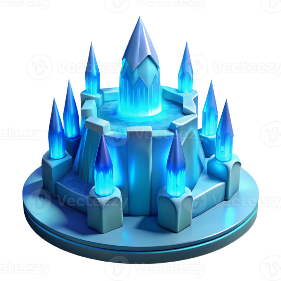 impressive vintage Ice castle, smooth icy walls, glowing blue light, fantasy style high resolution png