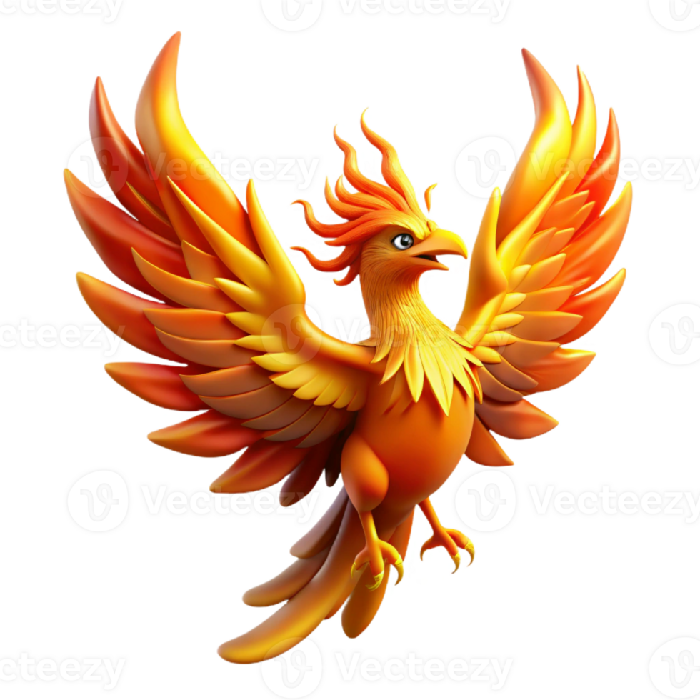 impressive classic A majestic phoenix with fiery feathers, rising from the ashes. Dramatic, incandescent lighting. Mythical style genuine png