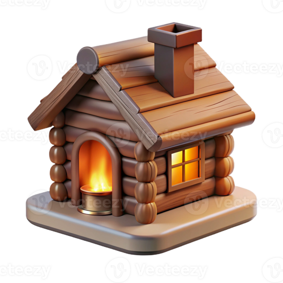 dramatic abstract Log cabin, rustic wood texture, warm firelight, cozy style exclusive png