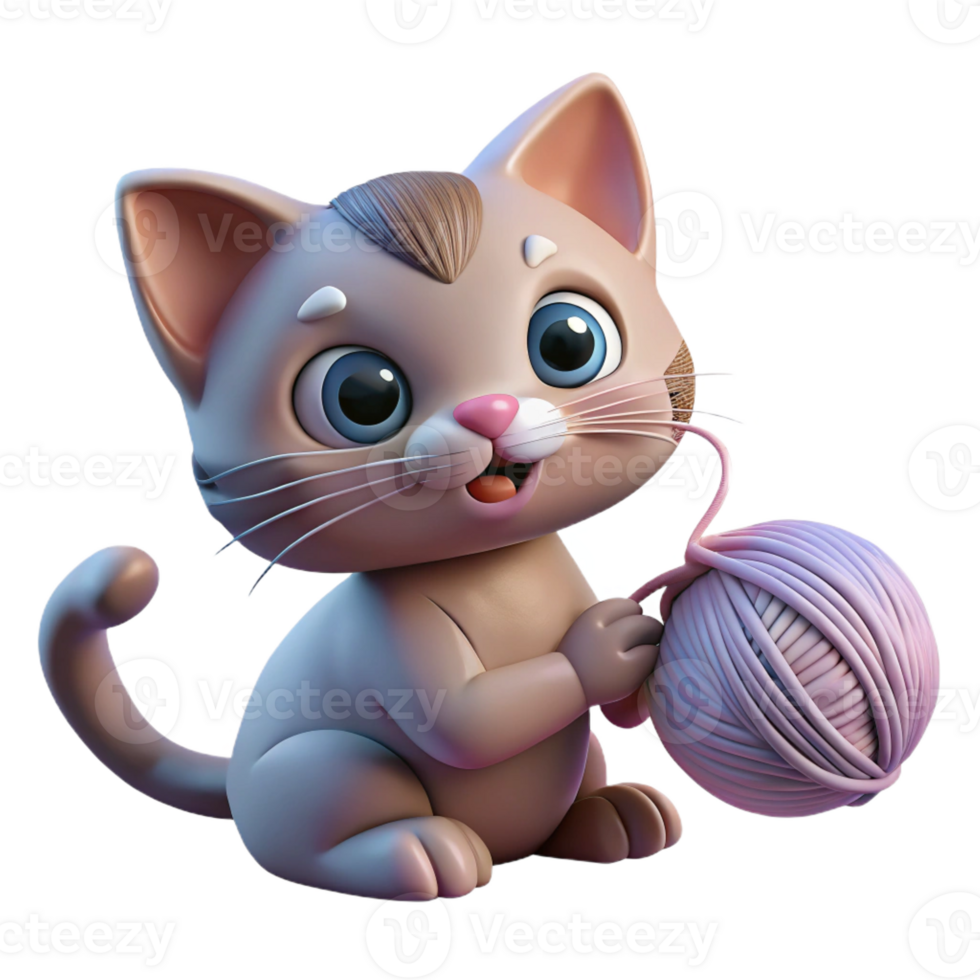 extraordinary artistic A playful kitten batting at a ball of yarn, soft lighting, close-up photography 4K png