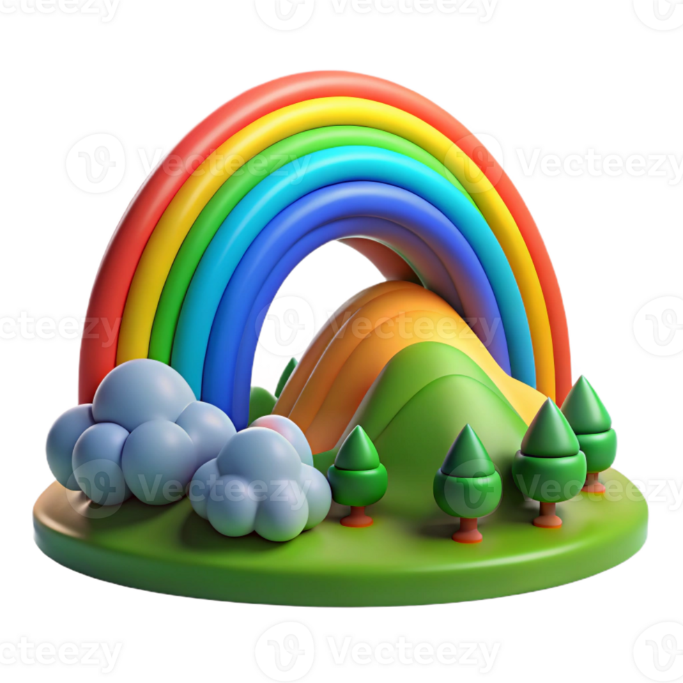 wonderful rustic A colorful rainbow arcing over a green valley, vibrant lighting, fantasy art style professional png