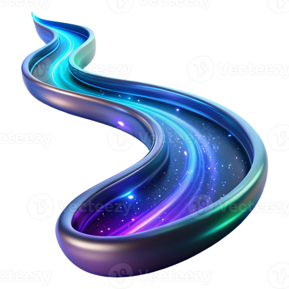 stunning rustic A dynamic, flowing river of light, cascading and swirling through a dark void, illuminated by a vibrant, iridescent glow, in a fluid, light painting style detailed png