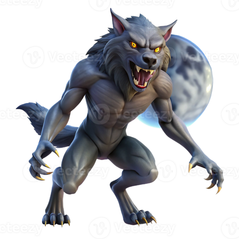 extraordinary rustic A fierce werewolf with glowing eyes and sharp claws, howling at the moon, illuminated by moonlight. Horror fantasy, hyperrealistic, dynamic pose, 4k exclusive png