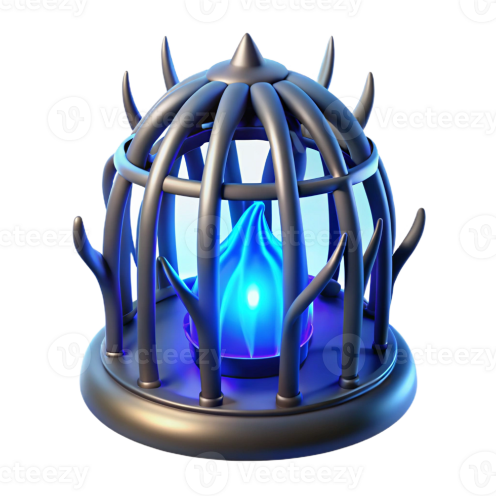 beautiful rustic A tormented soul trapped within a cage of thorns, illuminated by a spectral, blue light. Depicted in a macabre, symbolic style original png