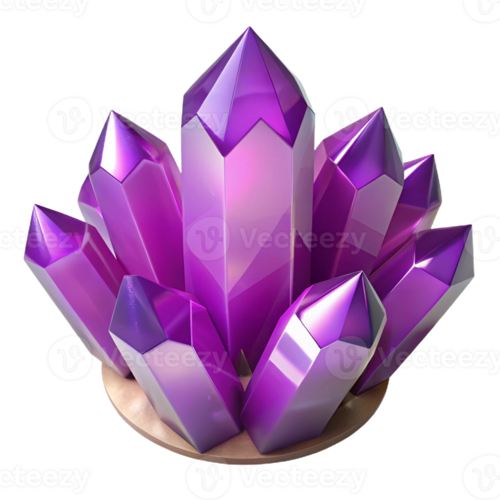 magnificent rustic A cluster of amethyst crystals, intricate facets, soft purple lighting, gemstone photography style 4K png