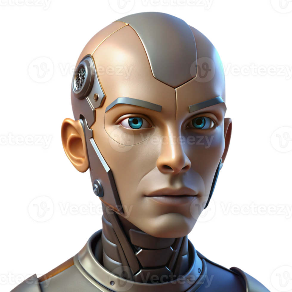 stunning creative A close-up portrait of a cyborg with intricate facial augmentations, illuminated by a single, harsh light source, in a hyperrealistic style genuine png