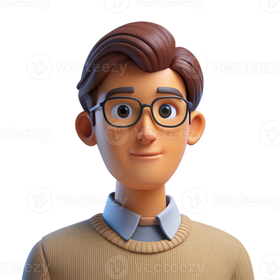 vibrant artistic Portrait of a young man with a thoughtful expression, wearing glasses and a sweater, lit by natural window light, in a minimalist style exclusive png