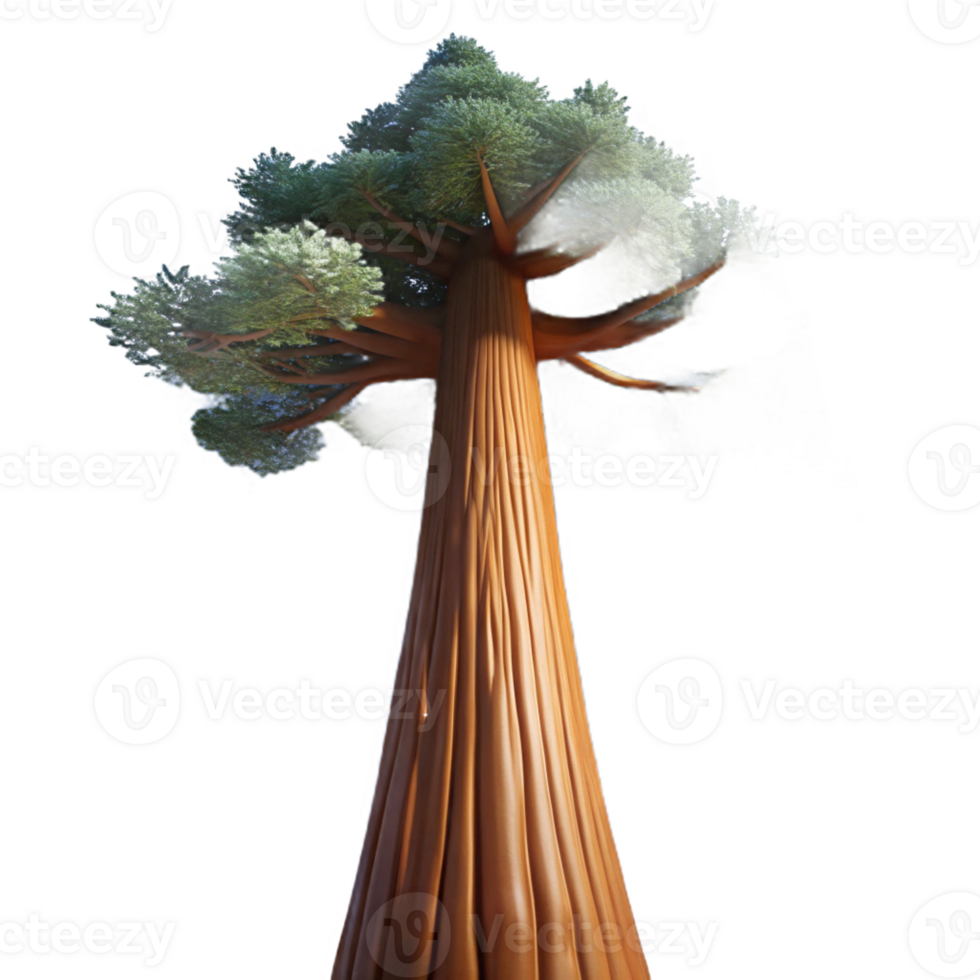 impressive rustic A giant sequoia tree reaching towards the starry night sky, low angle shot, majestic and awe-inspiring professional png