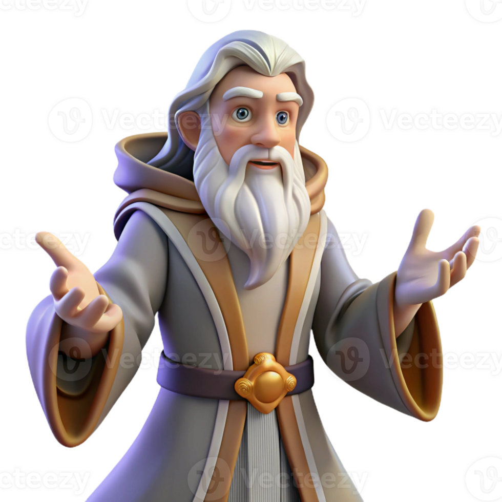 extraordinary artistic A wise old wizard with a long white beard and flowing robes, casting a spell with intricate hand gestures. Renaissance painting style, soft lighting exclusive png