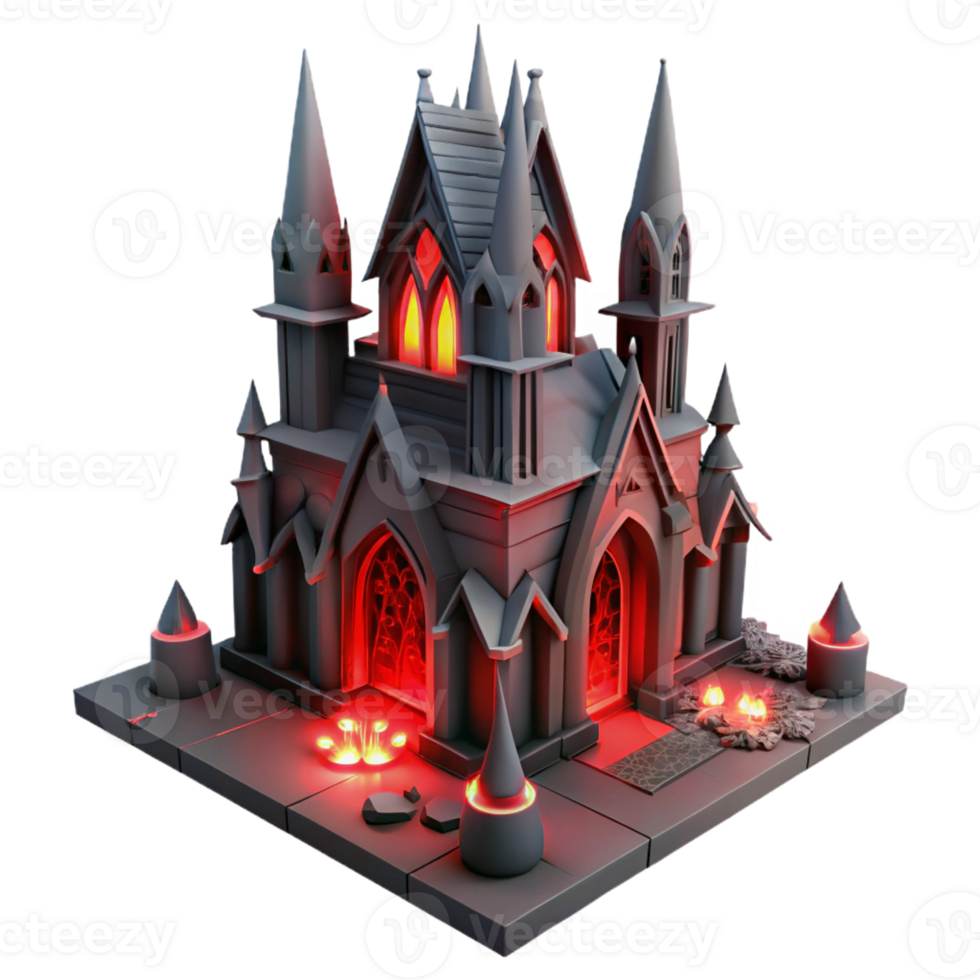 magnificent contemporary A decaying, gothic cathedral surrounded by a swarm of bats, under a blood-red sky, lit by flickering candlelight within. John Howe, dark fantasy, gothic 4K png