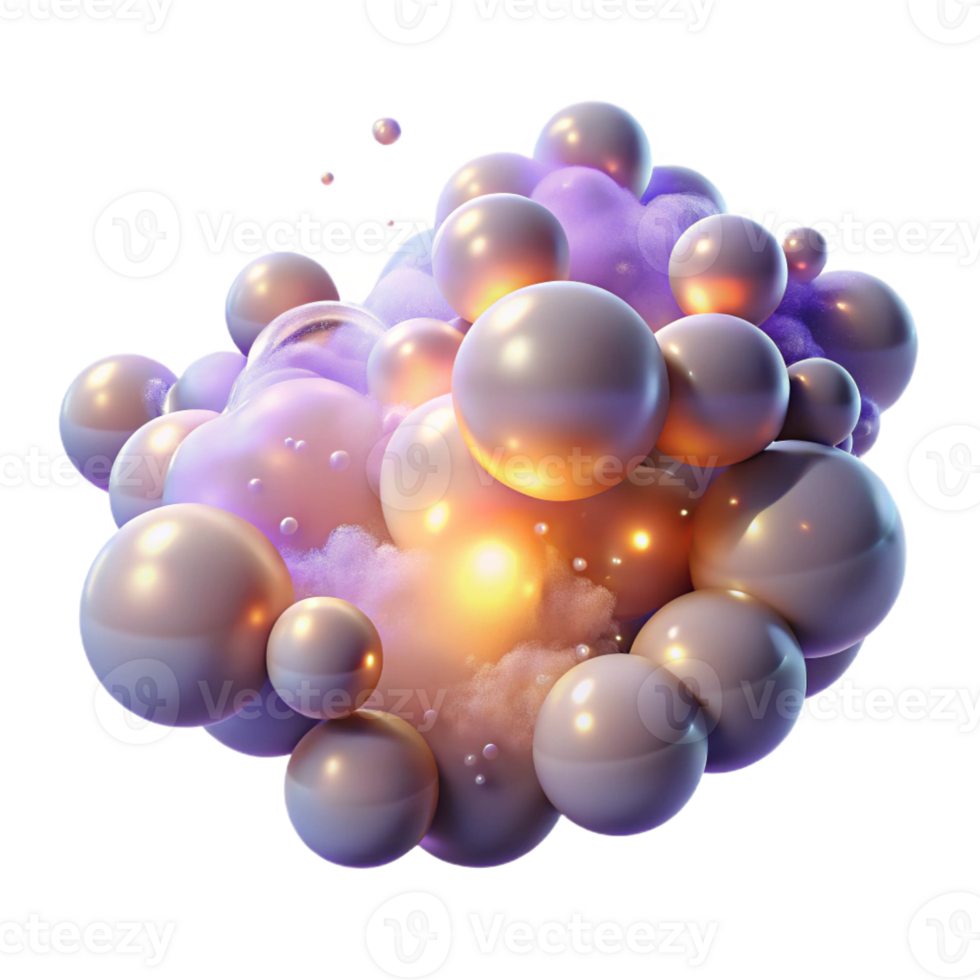 impressive artistic A field of floating, translucent bubbles, filled with swirling smoke and light, illuminated by a warm, ethereal glow, in a mystical, dreamlike style original png