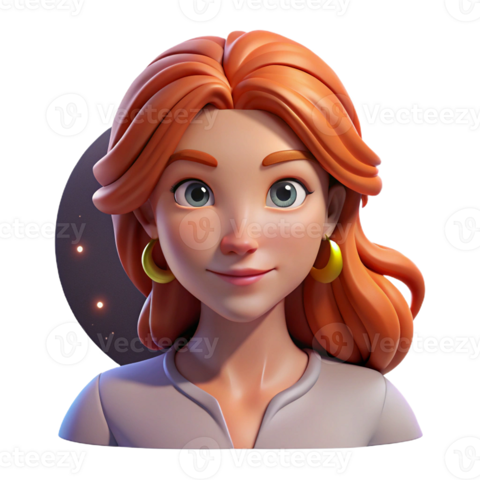 beautiful artistic Portrait of a woman with flowing auburn hair and a wistful expression, lit by the soft glow of the moon, in a romantic style professional png