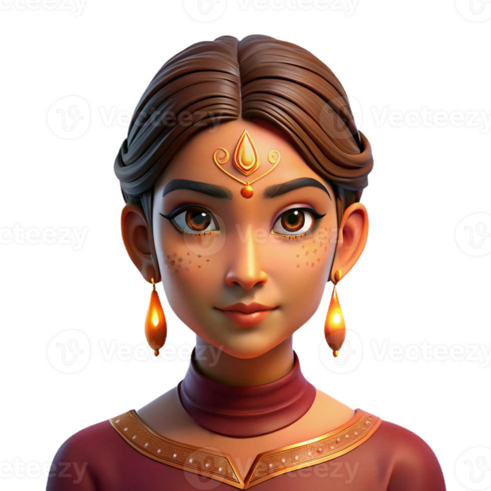 serene modern Portrait of a young woman with intricate henna tattoos and a serene expression, lit by warm candlelight, in a traditional Indian art style detailed png