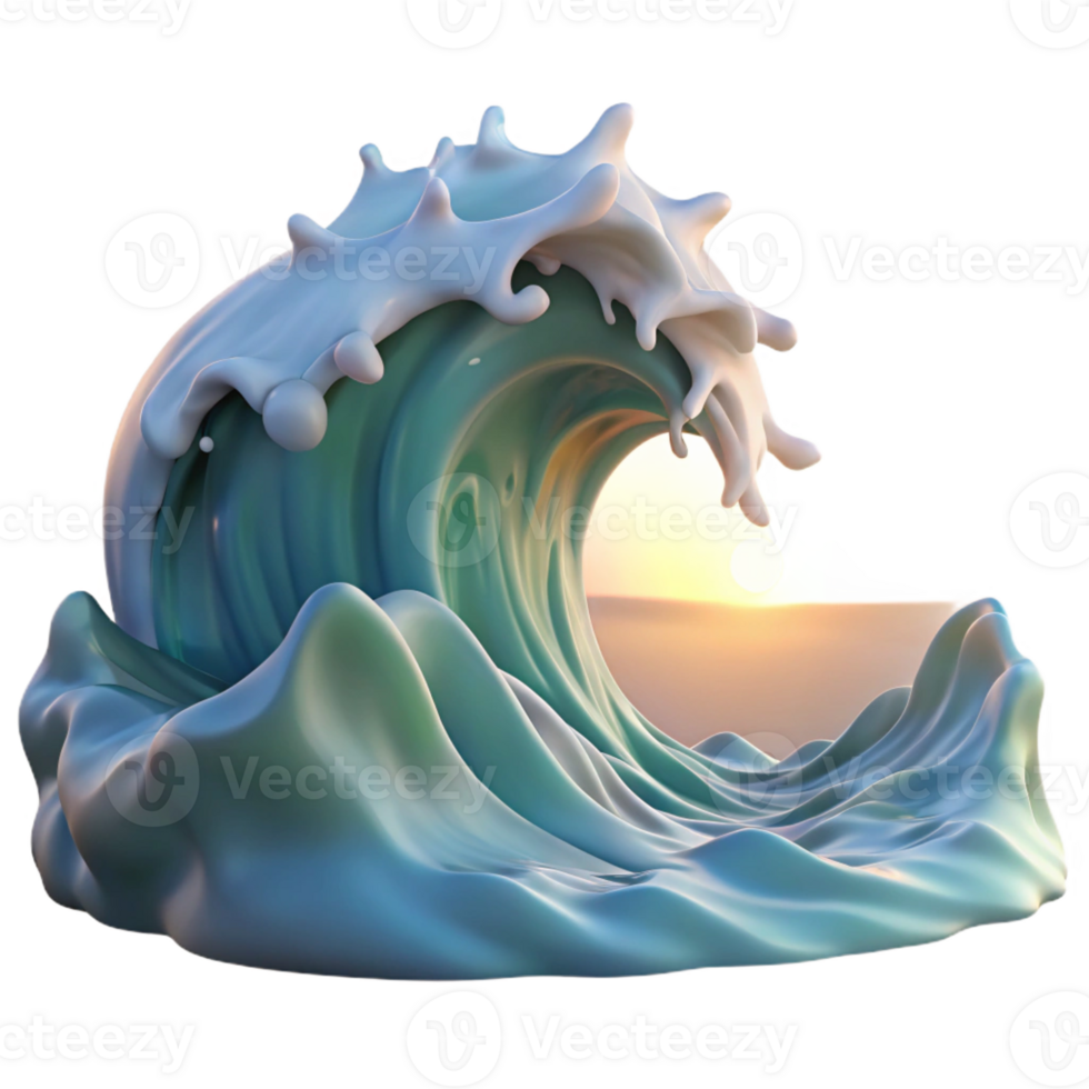 wonderful vintage A crashing ocean wave at dawn, spray illuminated by the rising sun, photorealistic style genuine png