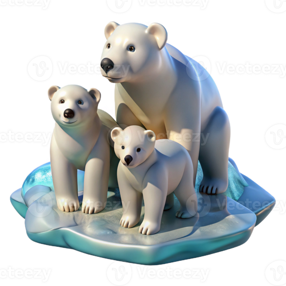 vibrant rustic A mother polar bear with her cubs, icy landscape, natural lighting, documentary photography style genuine png