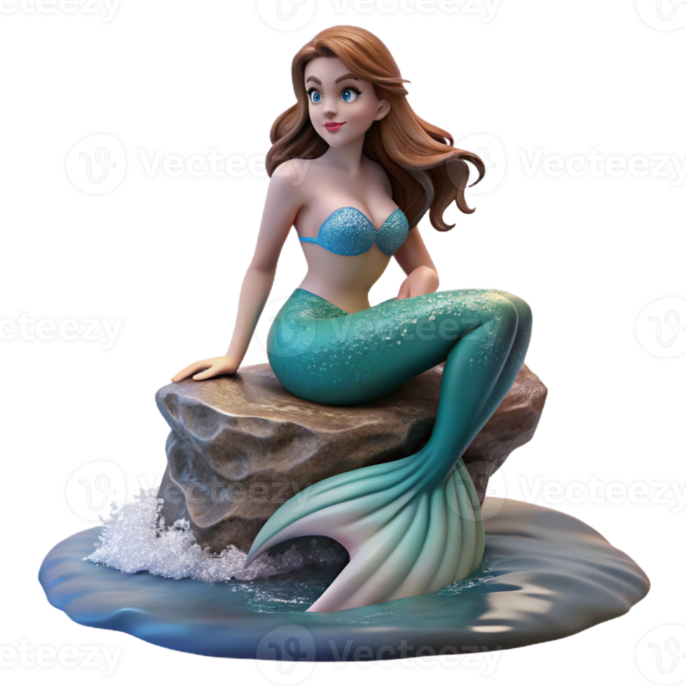 magnificent traditional A beautiful siren perched on a rock by the sea, her enchanting song luring sailors to their doom. Pre-Raphaelite style, mysterious atmosphere genuine png