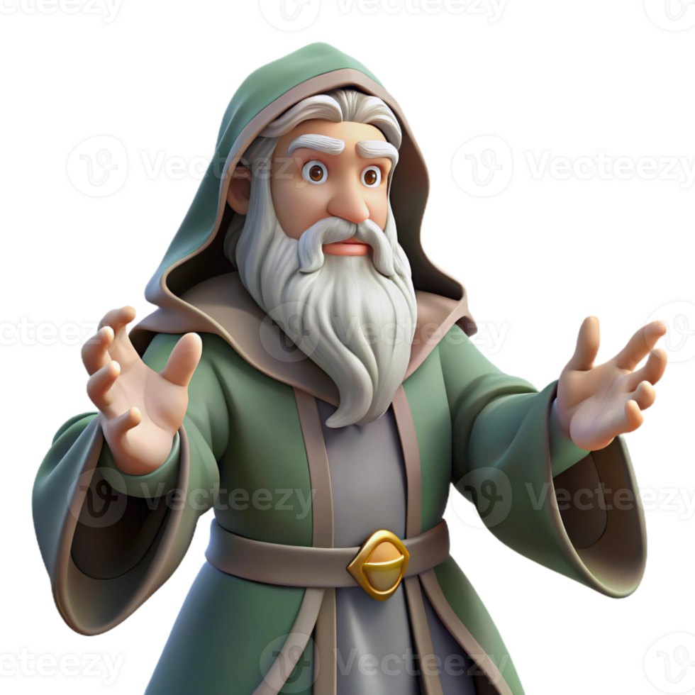 elegant vintage A wise old wizard with a long white beard and flowing robes, casting a spell with intricate hand gestures. Renaissance painting style, soft lighting high resolution png