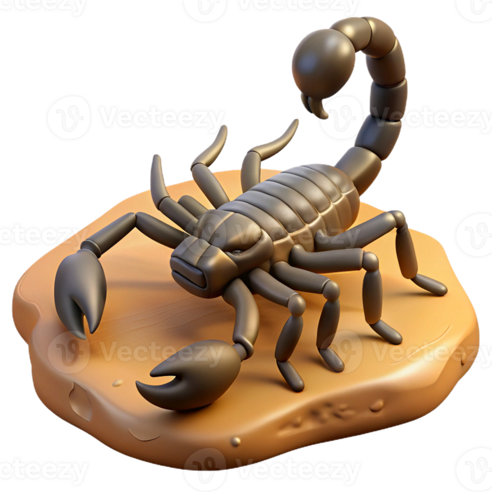 impressive traditional A scorpion in the desert, harsh lighting, realistic style authentic png