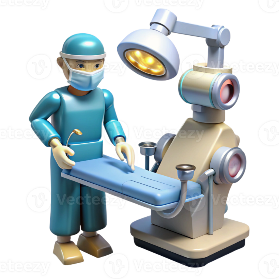 wonderful minimalist A robotic surgeon performing a delicate operation, bright, sterile lighting, medical style premium png