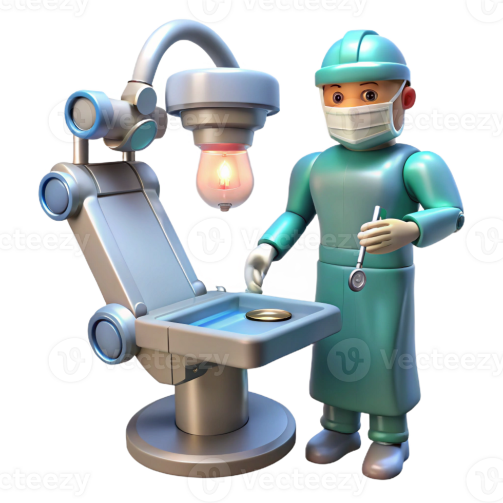 wonderful abstract A robotic surgeon performing a delicate operation, bright, sterile lighting, medical style high quality png