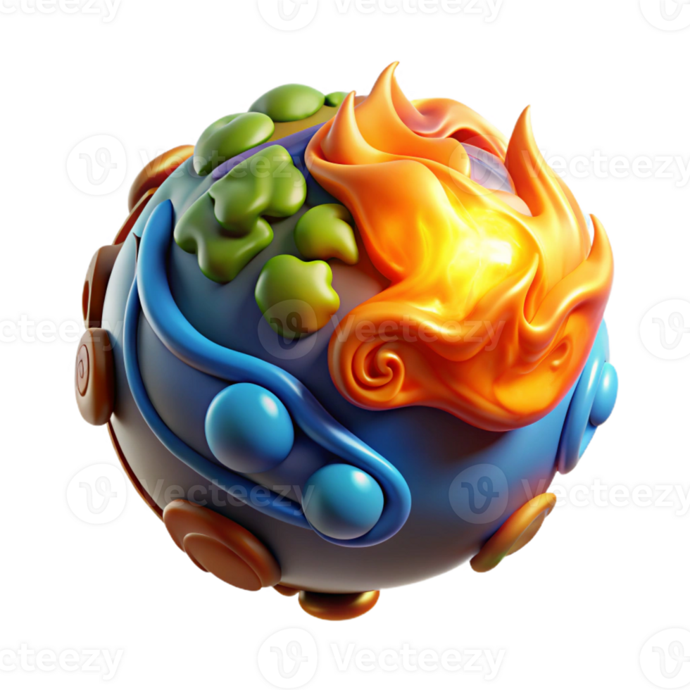 beautiful traditional A powerful elemental with swirling earth, air, fire, and water, radiating energy, vibrant and dynamic style high resolution png