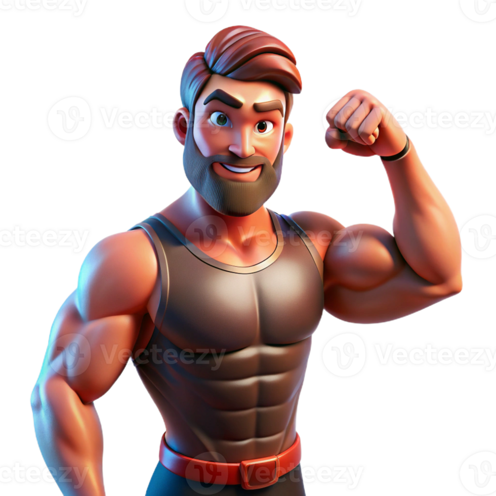 stunning traditional Portrait of a man with a powerful build, flexing his muscles, lit by dramatic, contrasting light, in a heroic style genuine png
