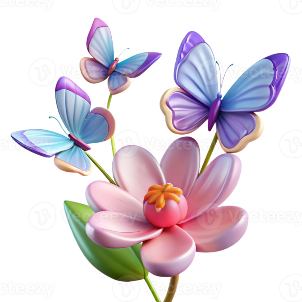 vibrant minimalist A group of butterflies fluttering around a flower, bright daylight, photorealistic style original png