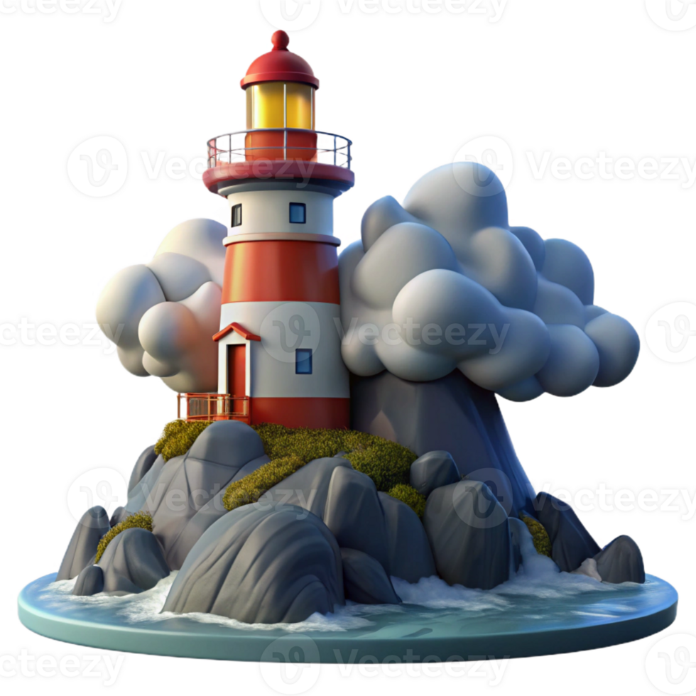 wonderful classic A towering lighthouse on a rocky coastline, dramatic storm clouds and waves, maritime painting style high resolution png