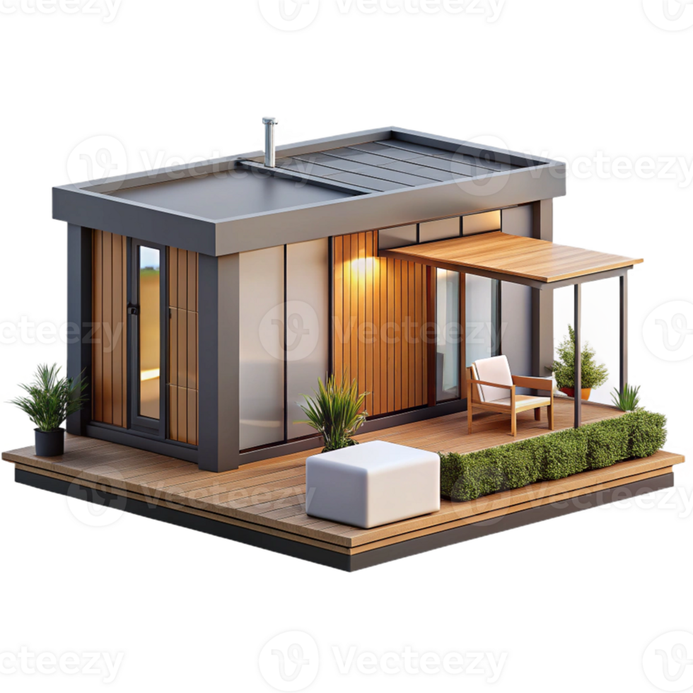 dramatic abstract Prefabricated modular home, minimalist design, sustainable materials, natural light, modern style premium png