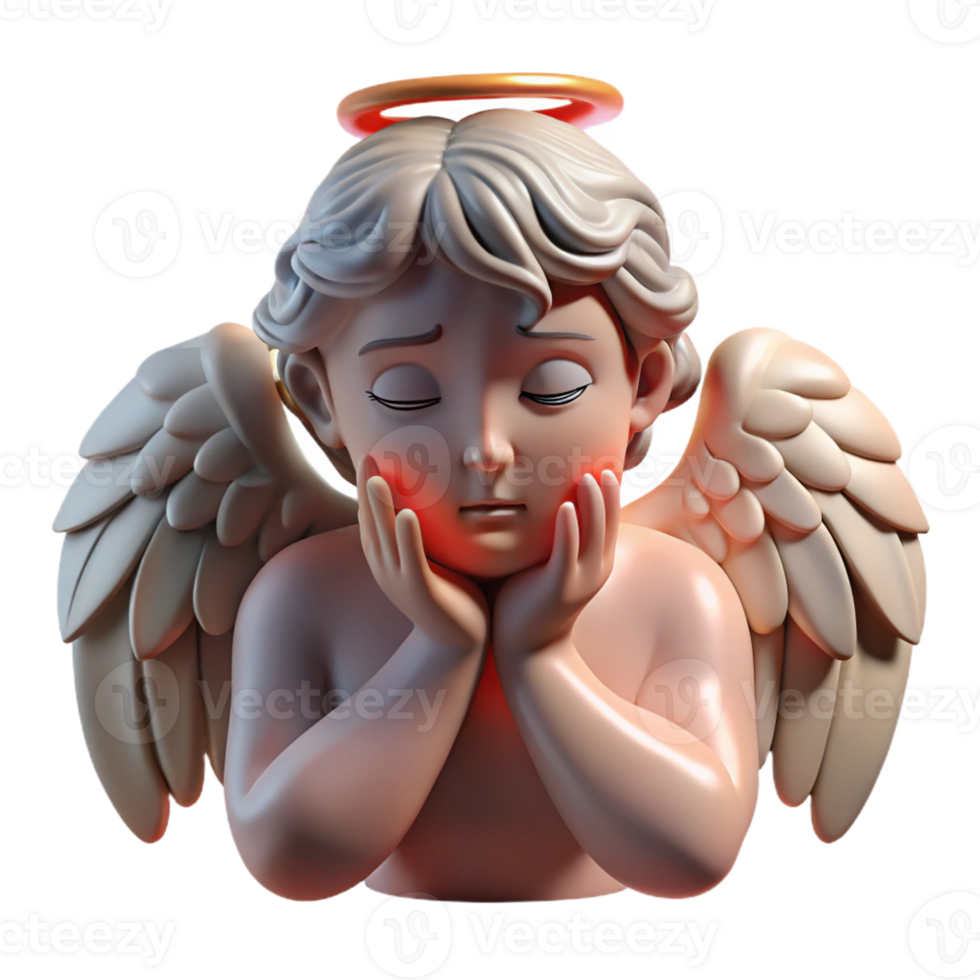 beautiful vintage A fallen angel with tattered wings weeping tears of blood, illuminated by a single ray of divine light. Rendered in a tragic, Renaissance painting style high quality png