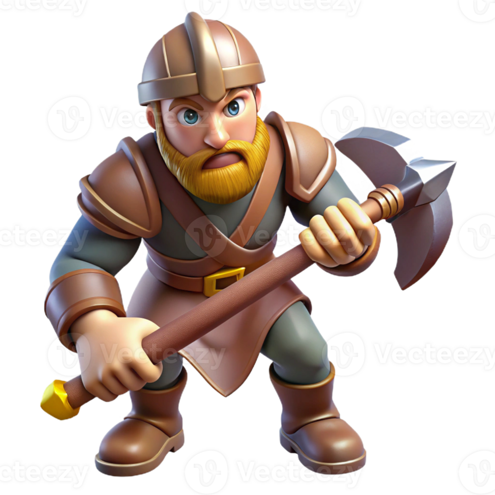 dramatic minimalist A fierce medieval warrior wielding a battle-axe, dynamic pose, realistic detail, dramatic lighting premium png
