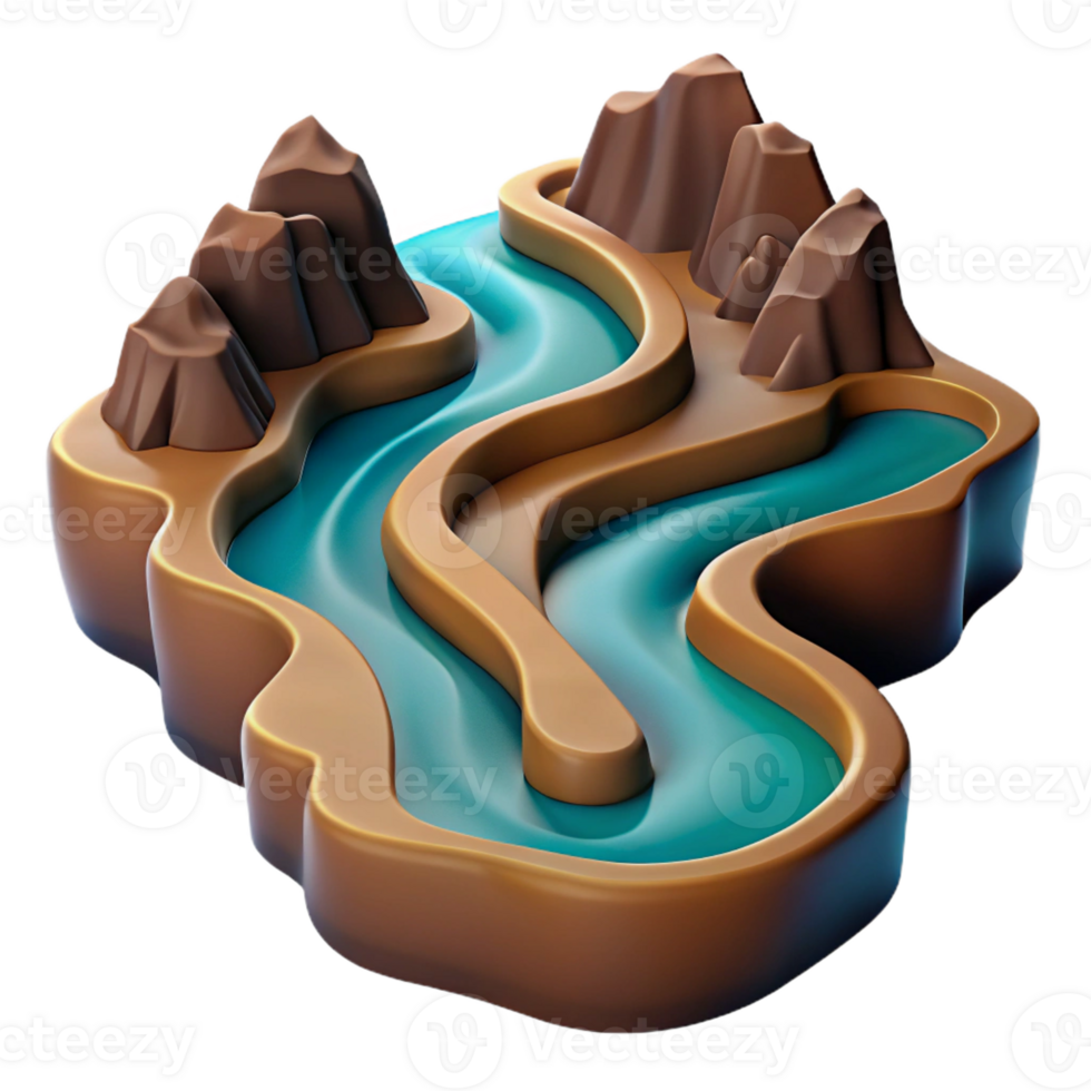 wonderful creative A winding river through a canyon, aerial view, dramatic lighting premium png