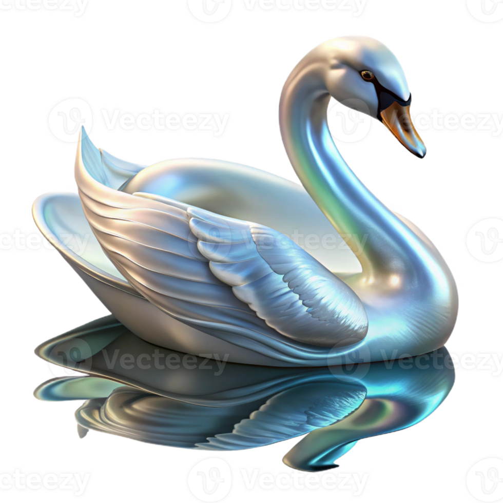 dramatic minimalist A graceful swan gliding across a calm lake, its reflection shimmering in the water. Elegant, serene style premium png