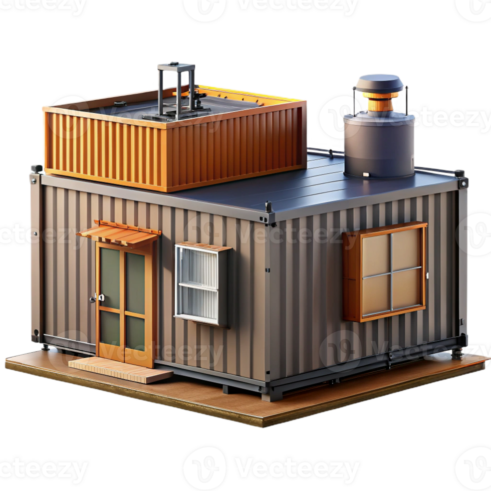 impressive modern Shipping container home, industrial design, upcycled materials, urban setting, modern style 4K png