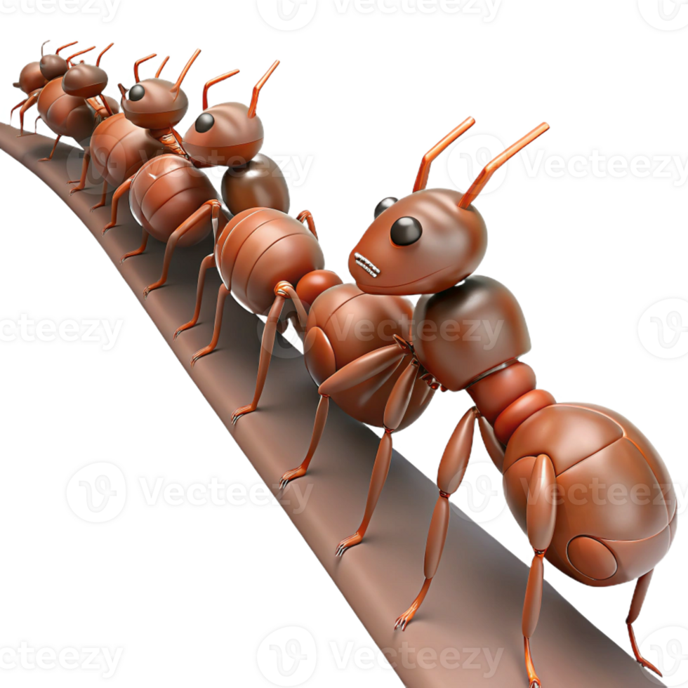 serene artistic A colony of ants marching in a line, carrying food back to their nest, rendered in a detailed, naturalistic style exclusive png