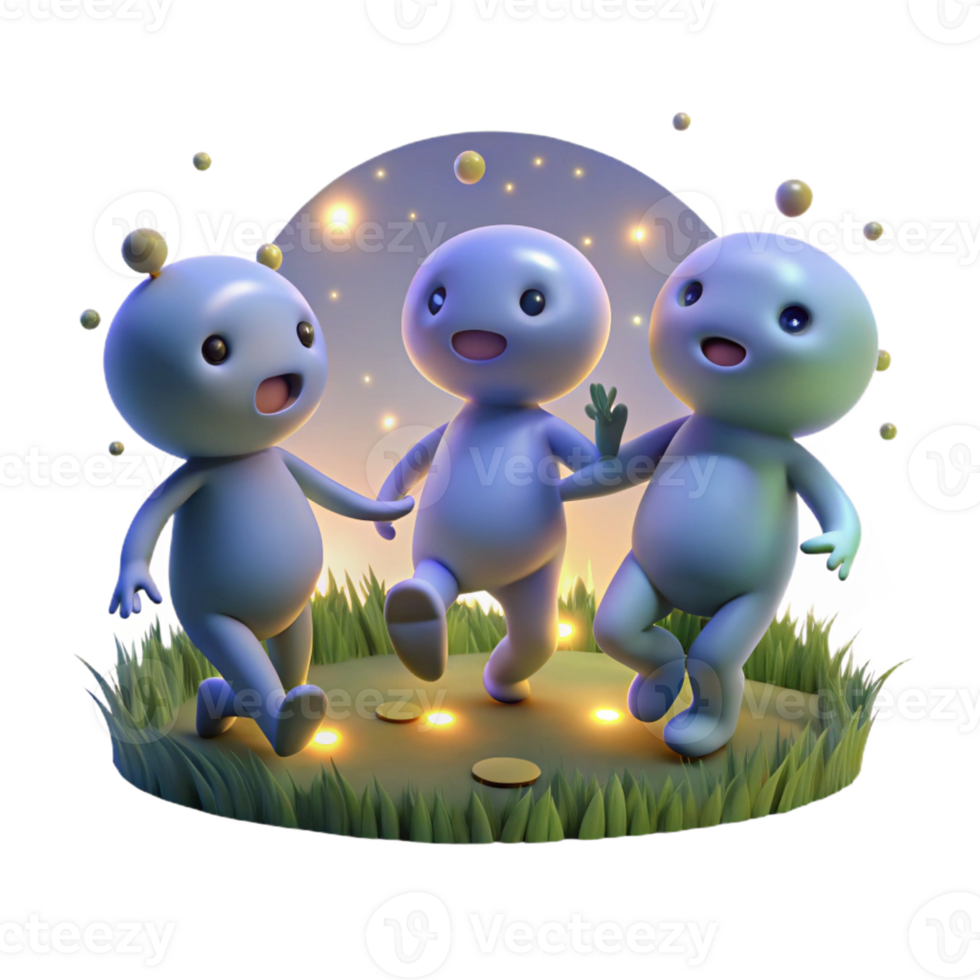 beautiful rustic A group of playful sprites dancing in a moonlit meadow, surrounded by glowing fireflies. Soft, ethereal lighting. Impressionist style genuine png