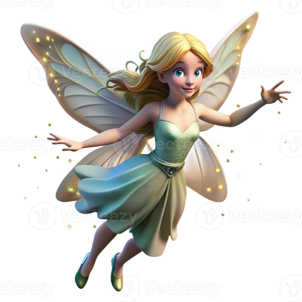 serene classic A beautiful fairy with delicate wings and flowing hair, dancing in a moonlit glade, illuminated by fireflies. Victorian fairy painting style 4K png