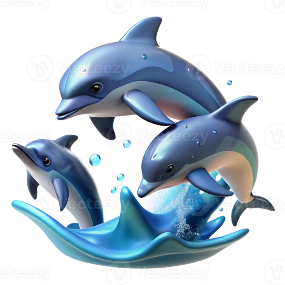 impressive classic A group of dolphins leaping out of the ocean, dynamic lighting, realistic style genuine png