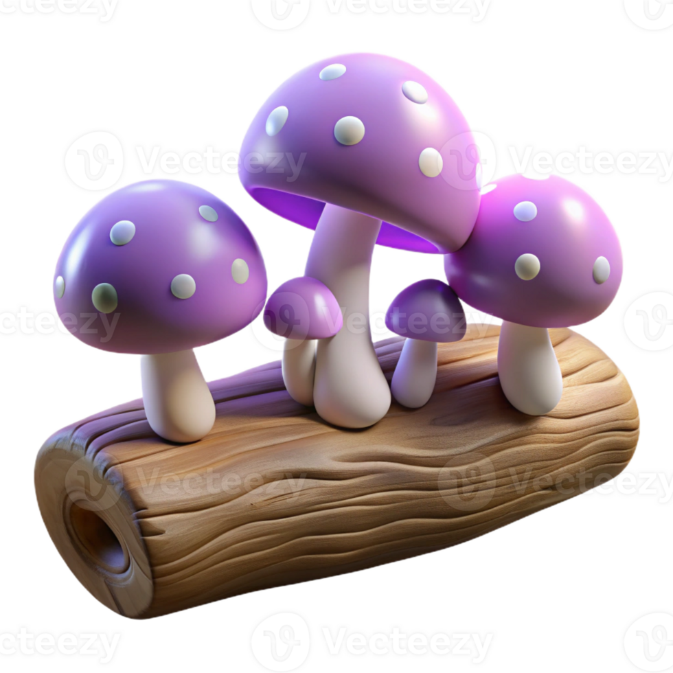 extraordinary modern A group of mushrooms growing on a fallen log, soft diffused light, fantasy art style high resolution png