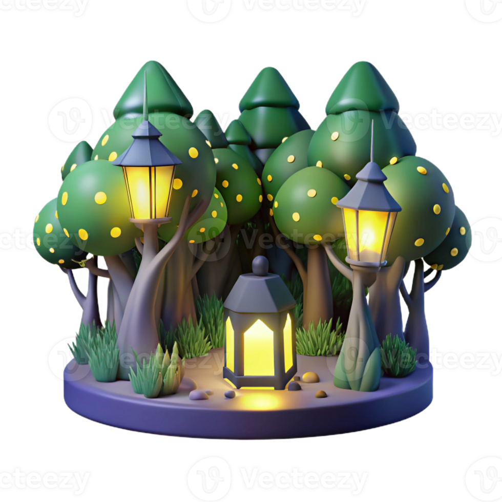 dramatic traditional A group of fireflies illuminating a dark forest at night, magical realism style high resolution png