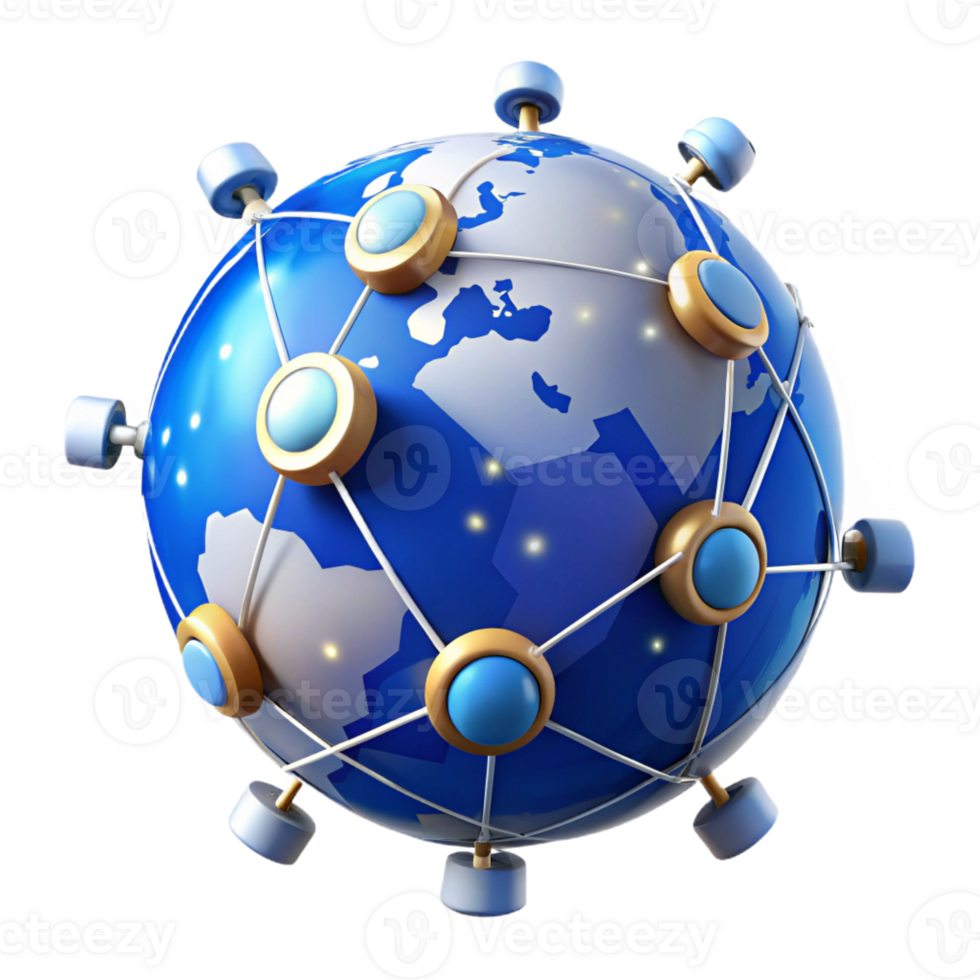 magnificent abstract A network of interconnected satellites orbiting Earth, glowing blue and white, space technology theme detailed png