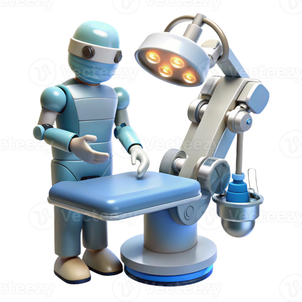 wonderful artistic A robotic surgeon performing a delicate operation, bright, sterile lighting, medical style premium png