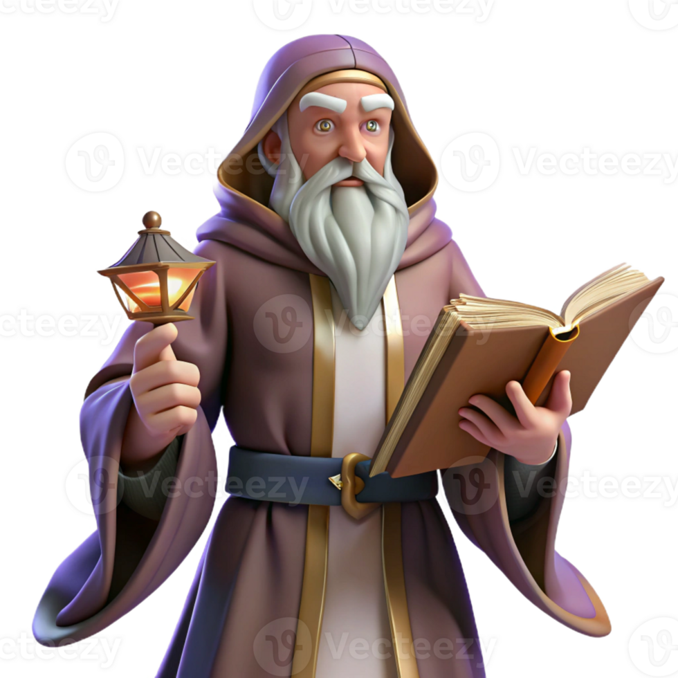 vibrant rustic A wise old wizard with a long, flowing white beard and intricate robes, casting a spell from an ancient tome. Moody, atmospheric lighting. Renaissance painting style detailed png