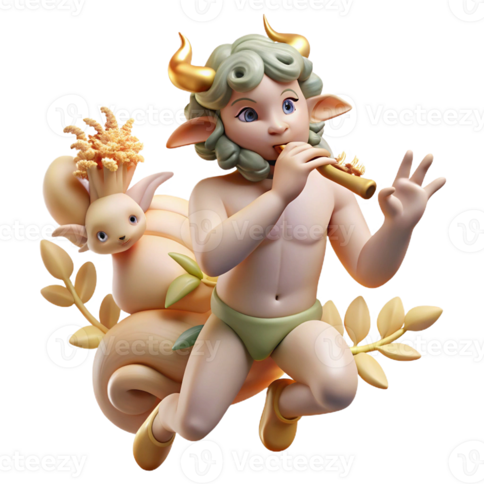 magnificent modern A mischievous satyr playing a pan flute, surrounded by dancing nymphs. Soft, dappled lighting. Rococo style authentic png