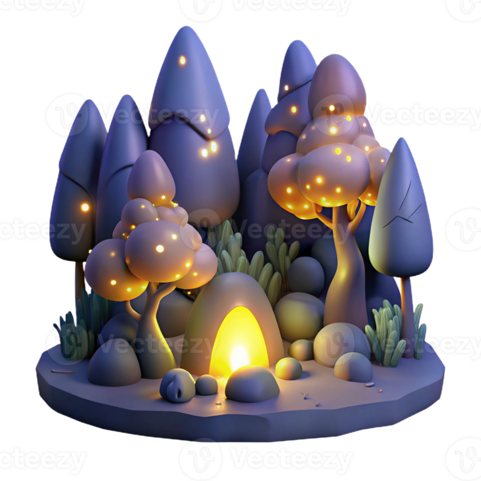 beautiful rustic A group of fireflies illuminating a dark forest, in a magical, ethereal style 4K png