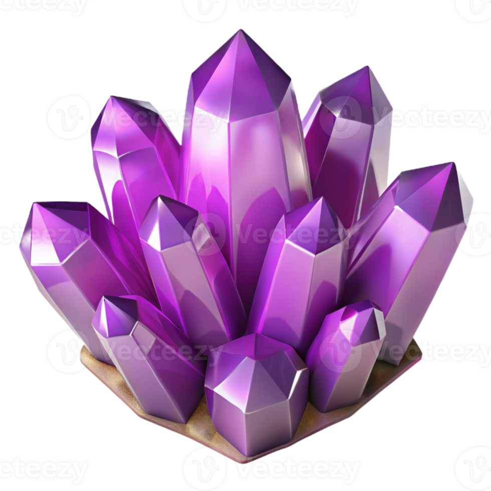 extraordinary artistic A cluster of amethyst crystals, intricate facets, soft purple lighting, gemstone photography style genuine png