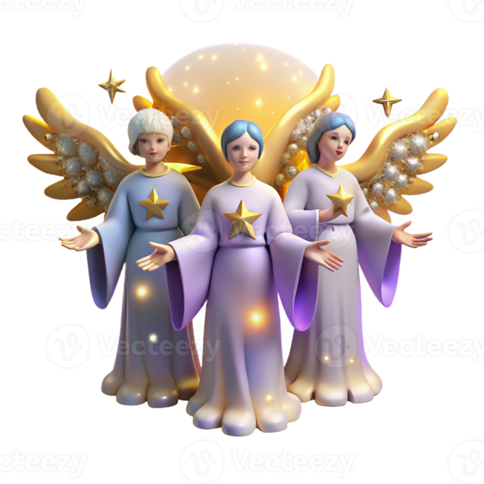 extraordinary vintage A group of celestial beings with glowing wings and ethereal robes float among the stars. Soft, celestial lighting. Baroque style detailed png