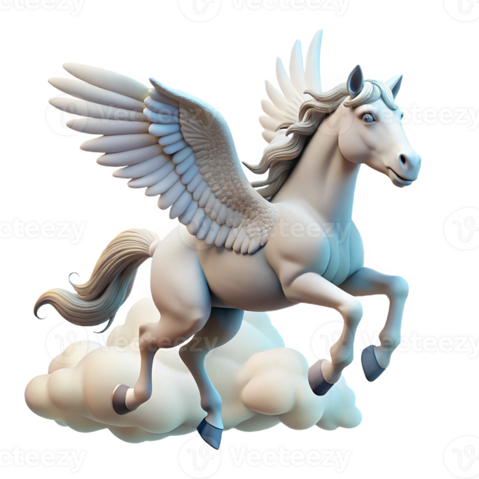 impressive modern A graceful Pegasus soaring through the clouds, its wings catching the sunlight, in a majestic, realistic style genuine png