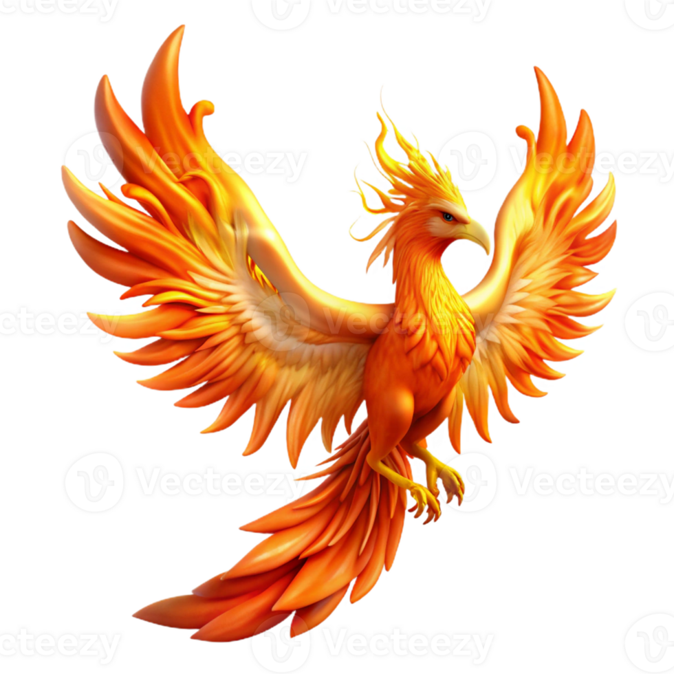 stunning abstract A graceful phoenix rising from the ashes, its feathers ablaze with fire. Epic fantasy style, dramatic lighting authentic png
